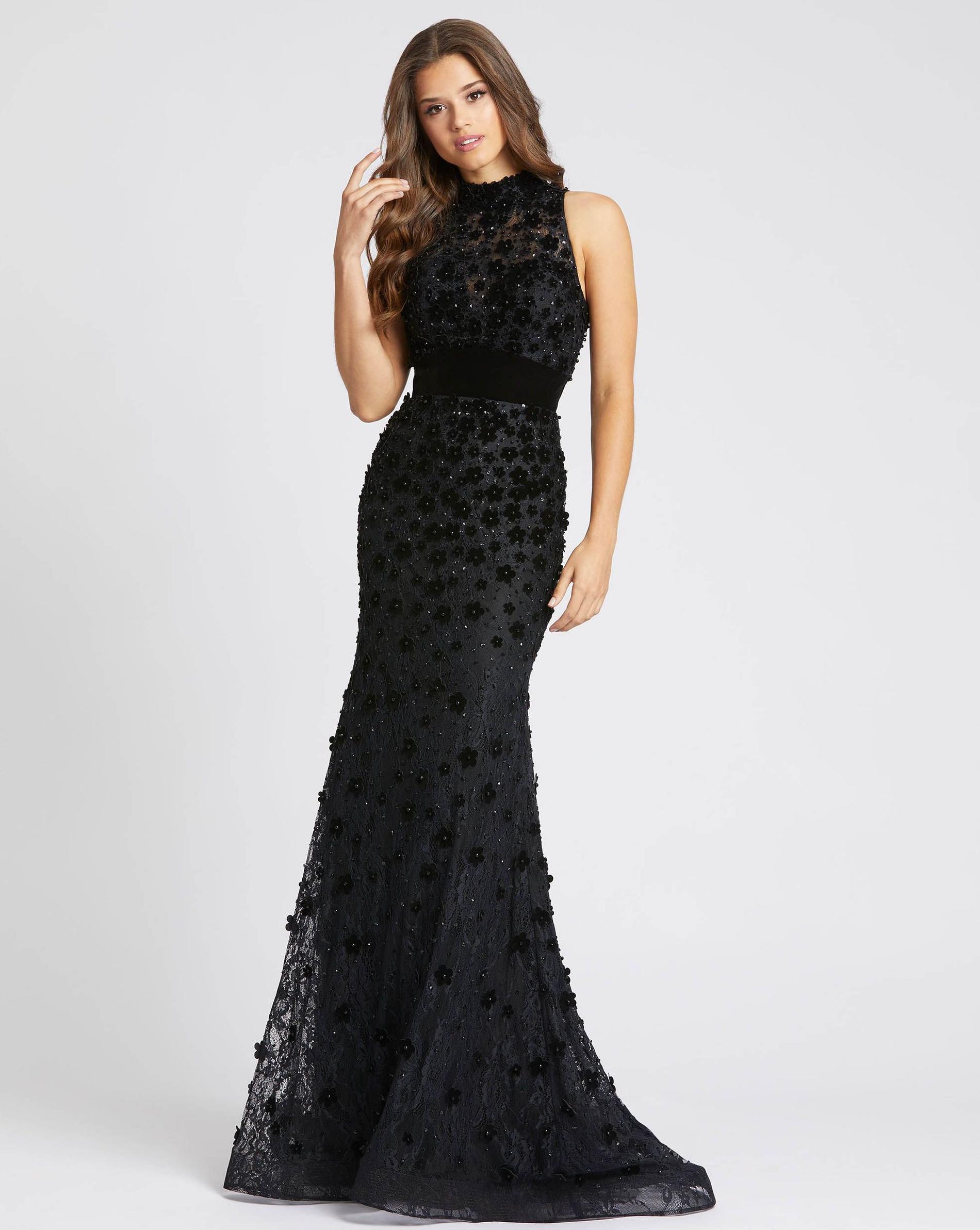 Style 66589 Mac Duggal Size 10 Prom Halter Black Mermaid Dress on Queenly