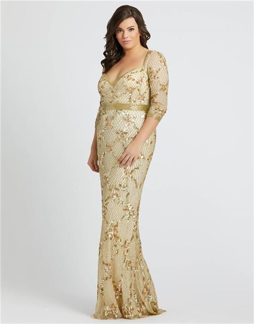 Style 4851 Mac Duggal Size 14 Prom Long Sleeve Gold Floor Length Maxi on Queenly