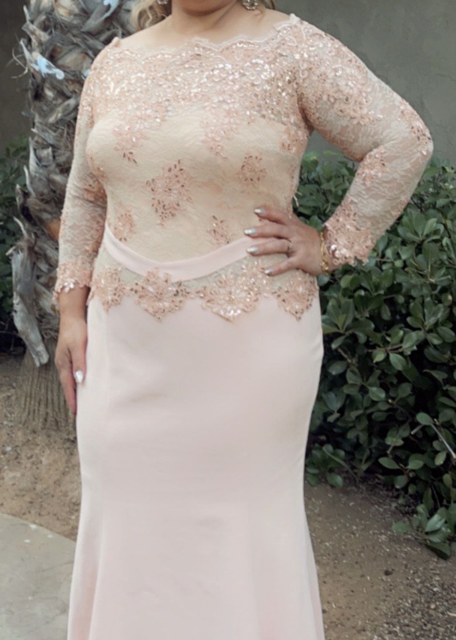 Plus Size 16 Nude Cocktail Dress on Queenly