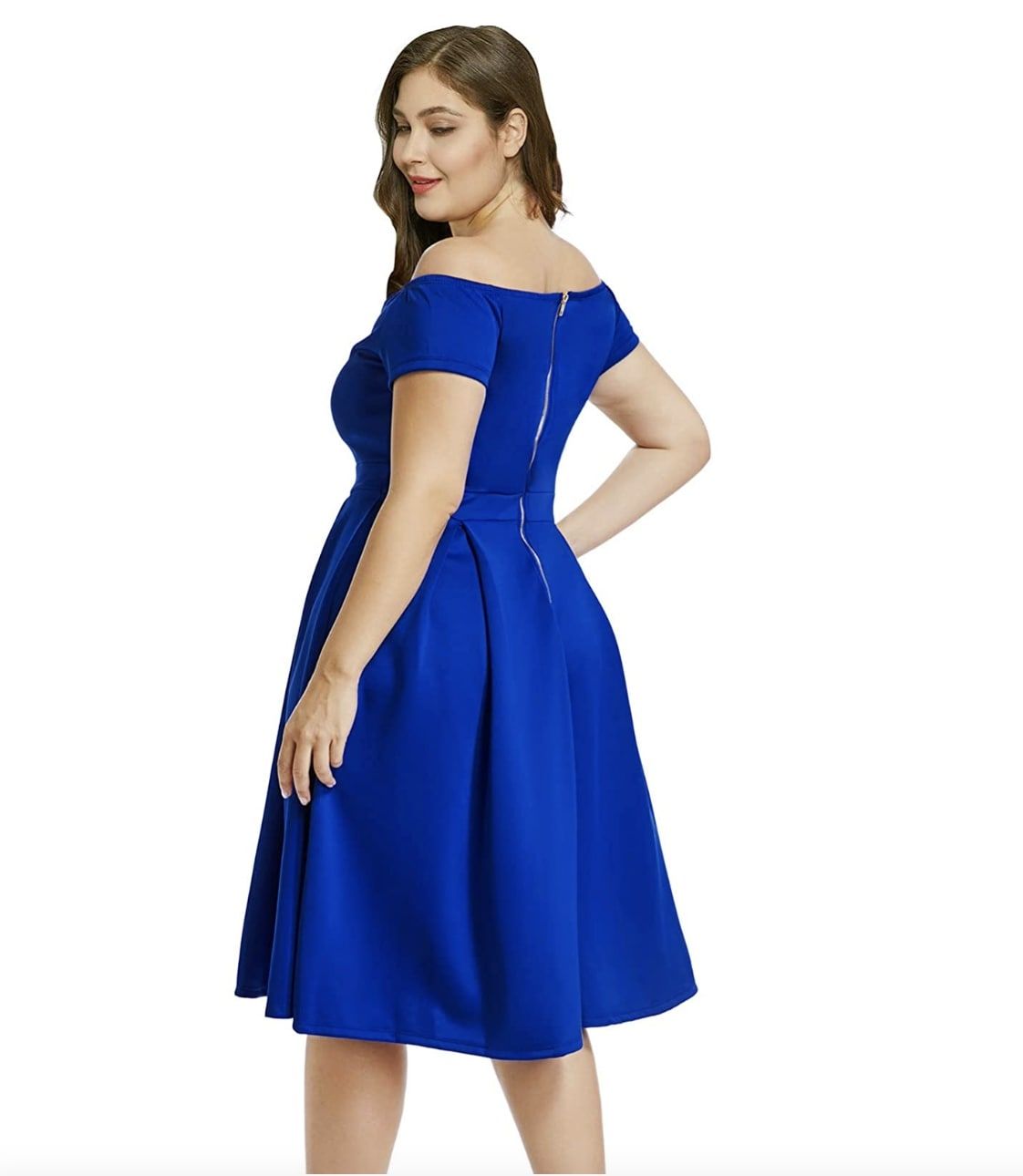 Style B07BPXV9LM Lalagen Size 14 Prom Off The Shoulder Royal Blue Cocktail Dress on Queenly