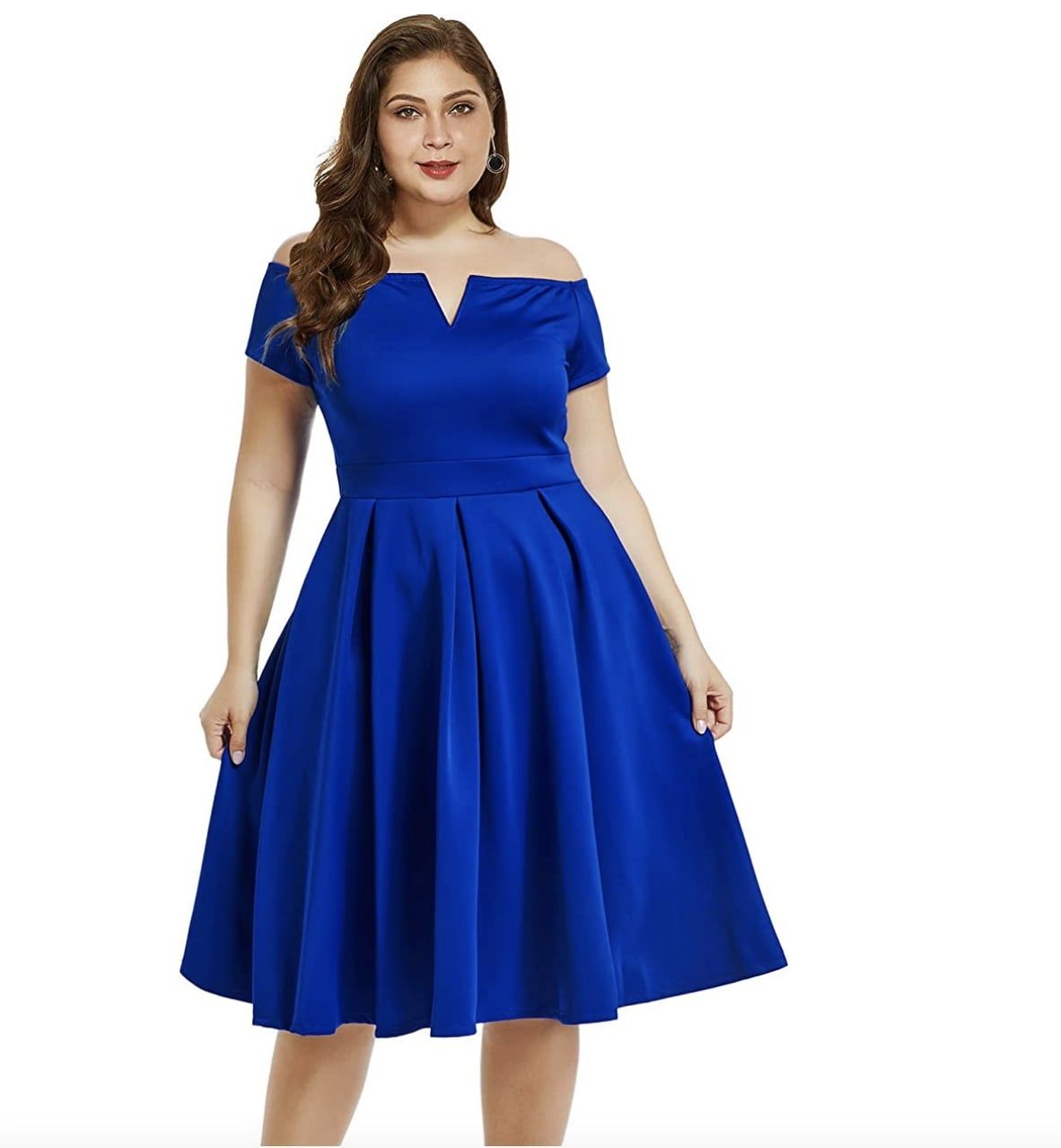 Style B07BPXV9LM Lalagen Plus Size 20 Prom Off The Shoulder Royal Blue Cocktail Dress on Queenly