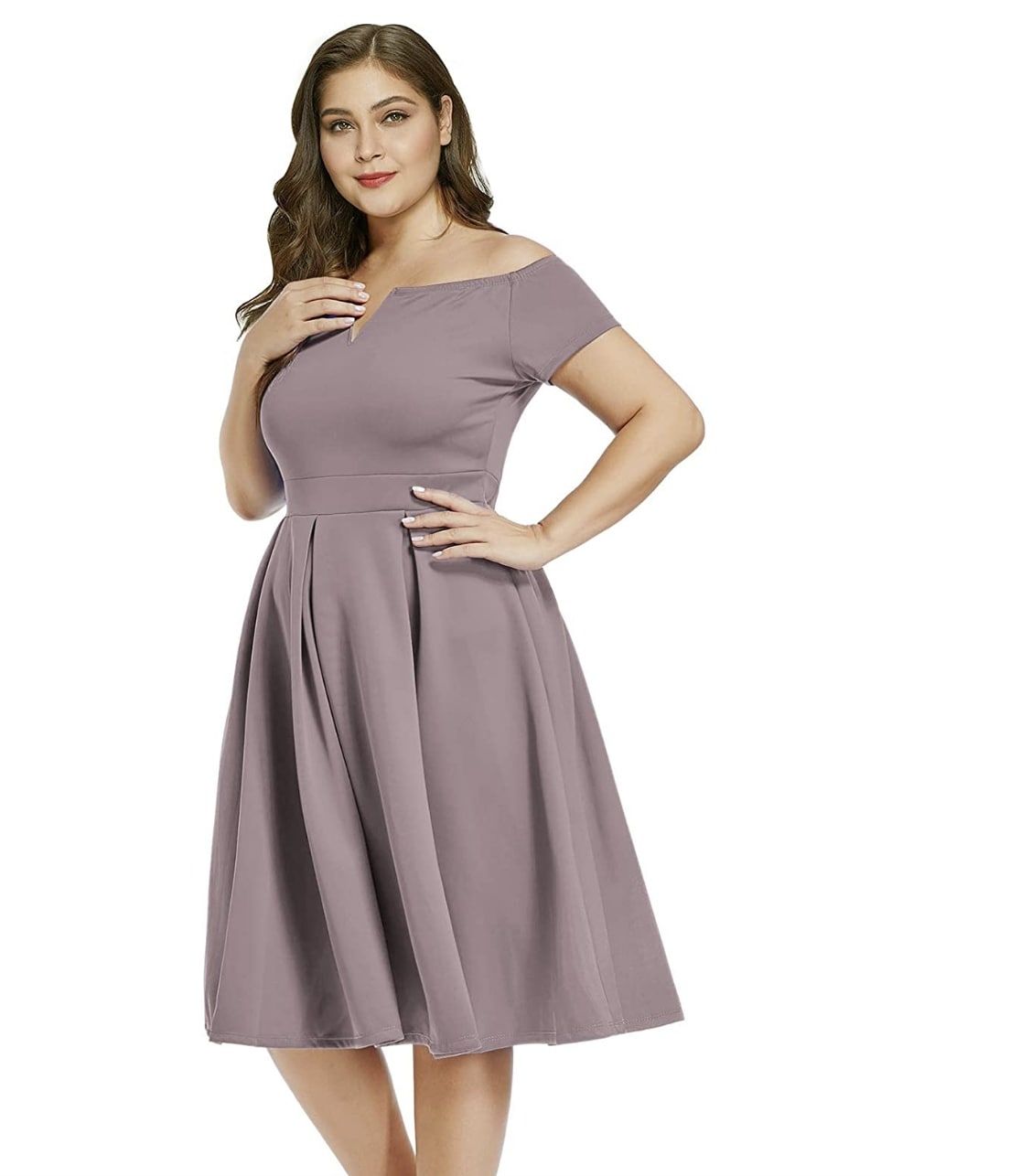 Style B07BPXV9LM Lalagen Plus Size 18 Bridesmaid Purple Cocktail Dress on Queenly