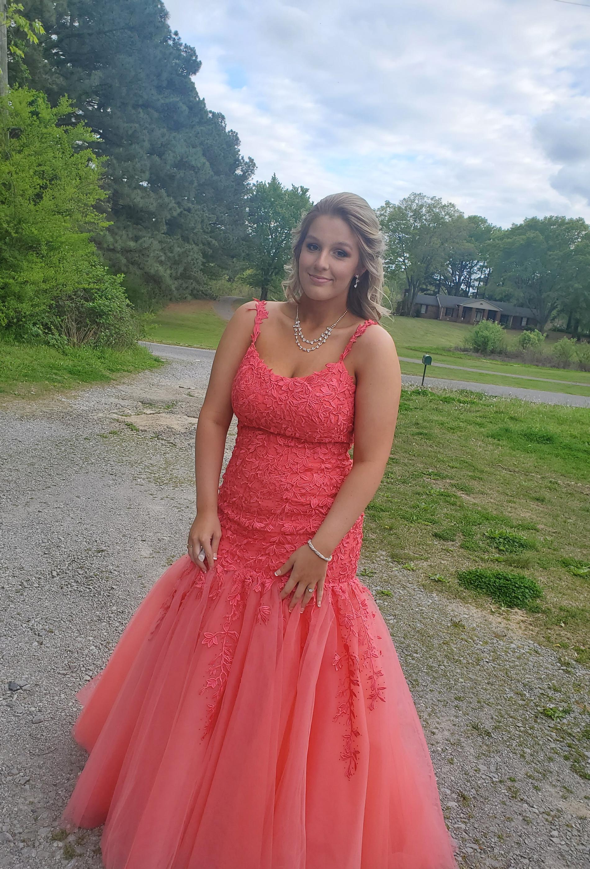 Size 10 Prom Coral Mermaid Dress on Queenly