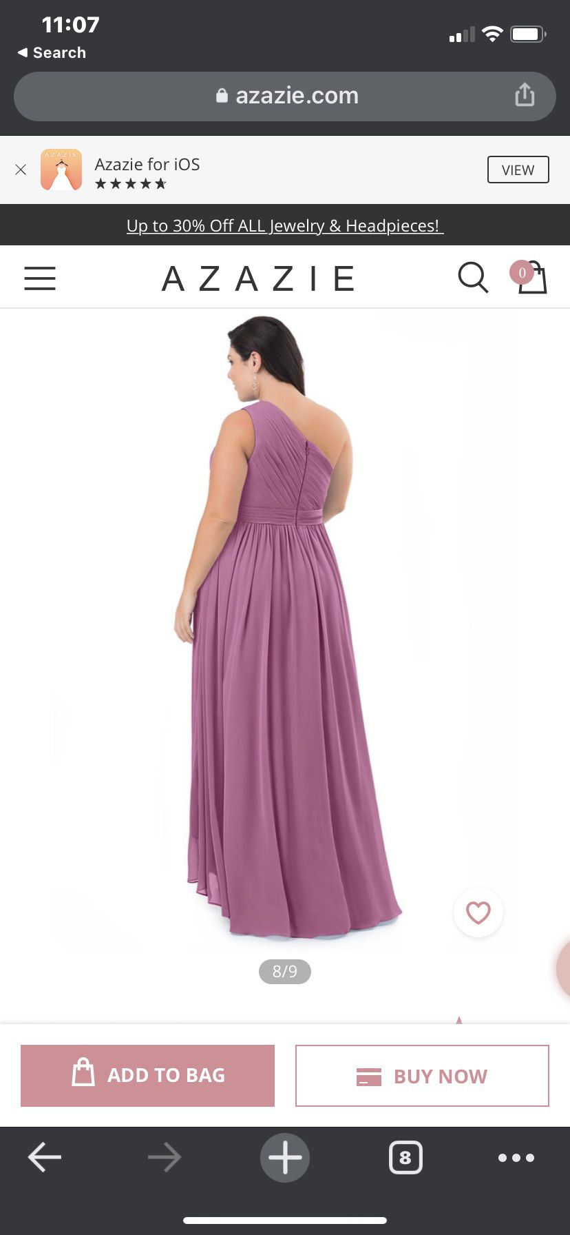 Azazie Size 12 Bridesmaid One Shoulder Light Purple Floor Length Maxi on Queenly