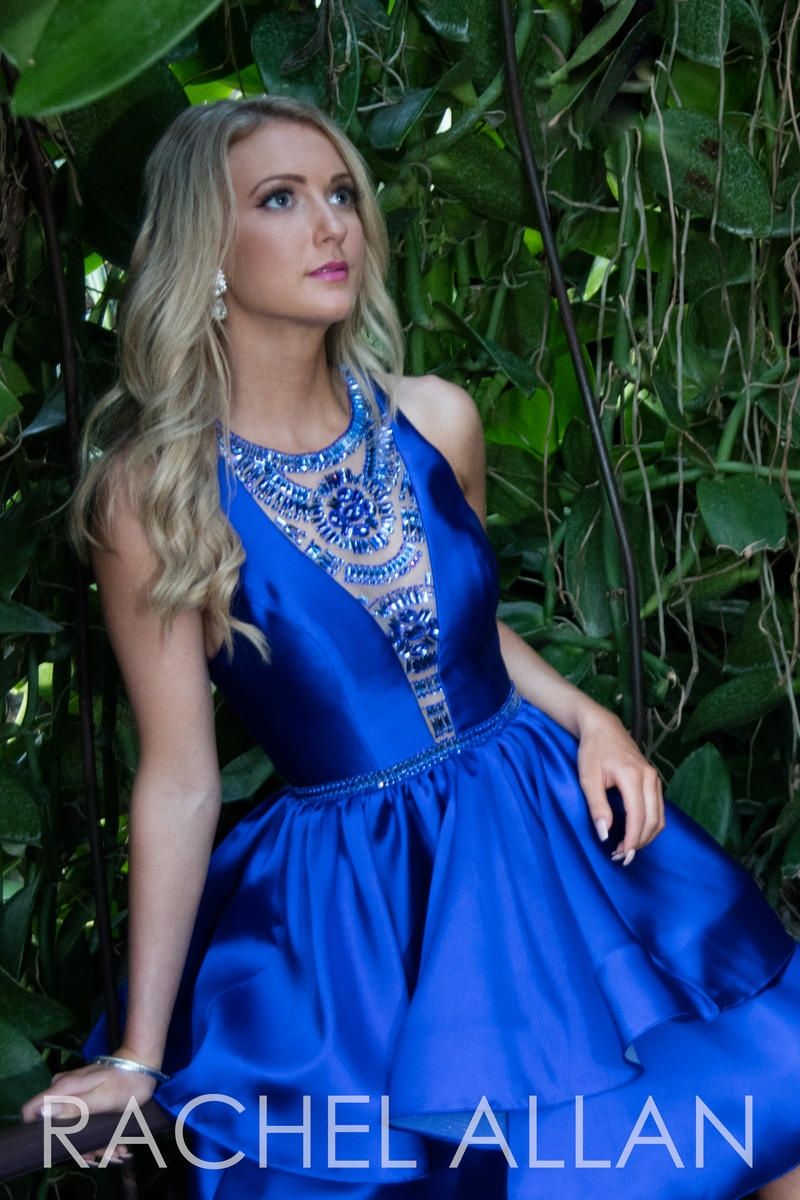 Style 4136RA Rachel Allan Size 12 Homecoming Satin Royal Blue Cocktail Dress on Queenly