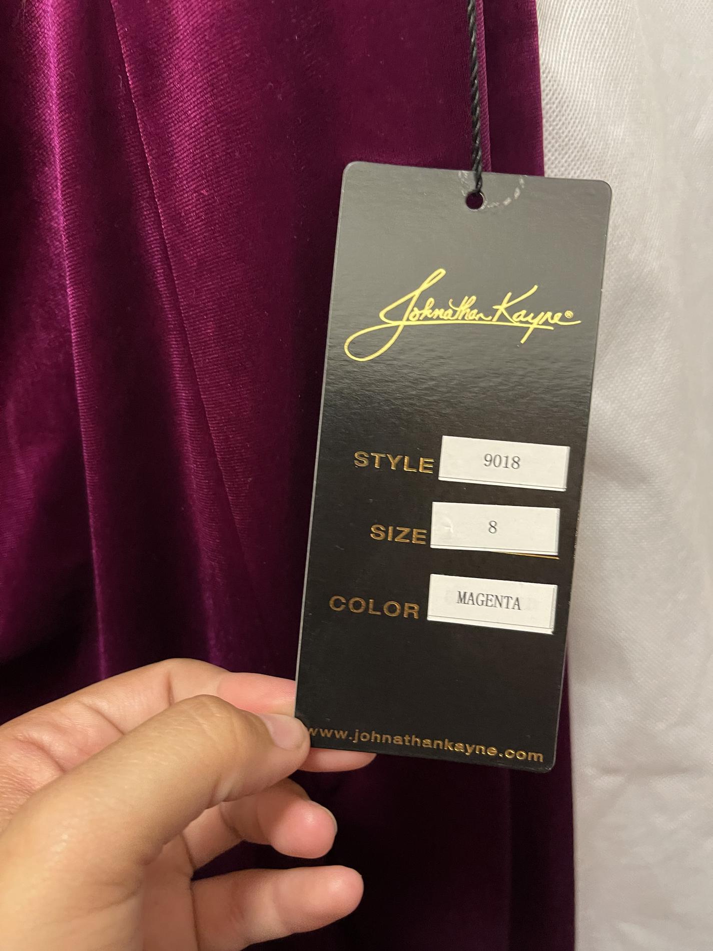 Johnathan Kayne Size 8 Prom Velvet Purple Side Slit Dress