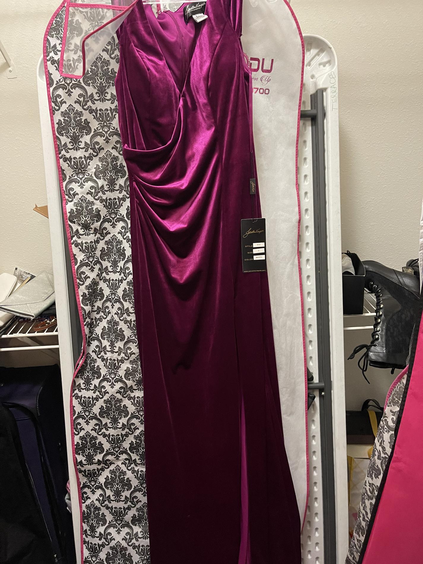Johnathan Kayne Size 8 Prom Velvet Purple Side Slit Dress on Queenly