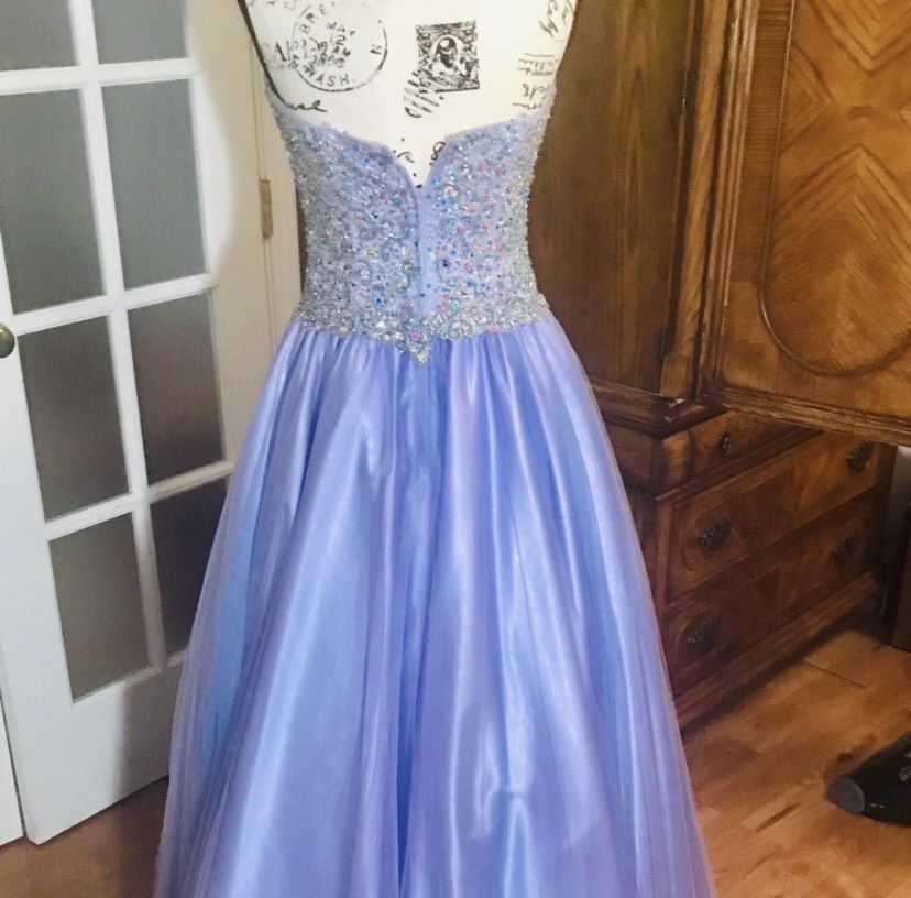 Jovani Size 6 Prom Strapless Sequined Light Purple Ball Gown on Queenly