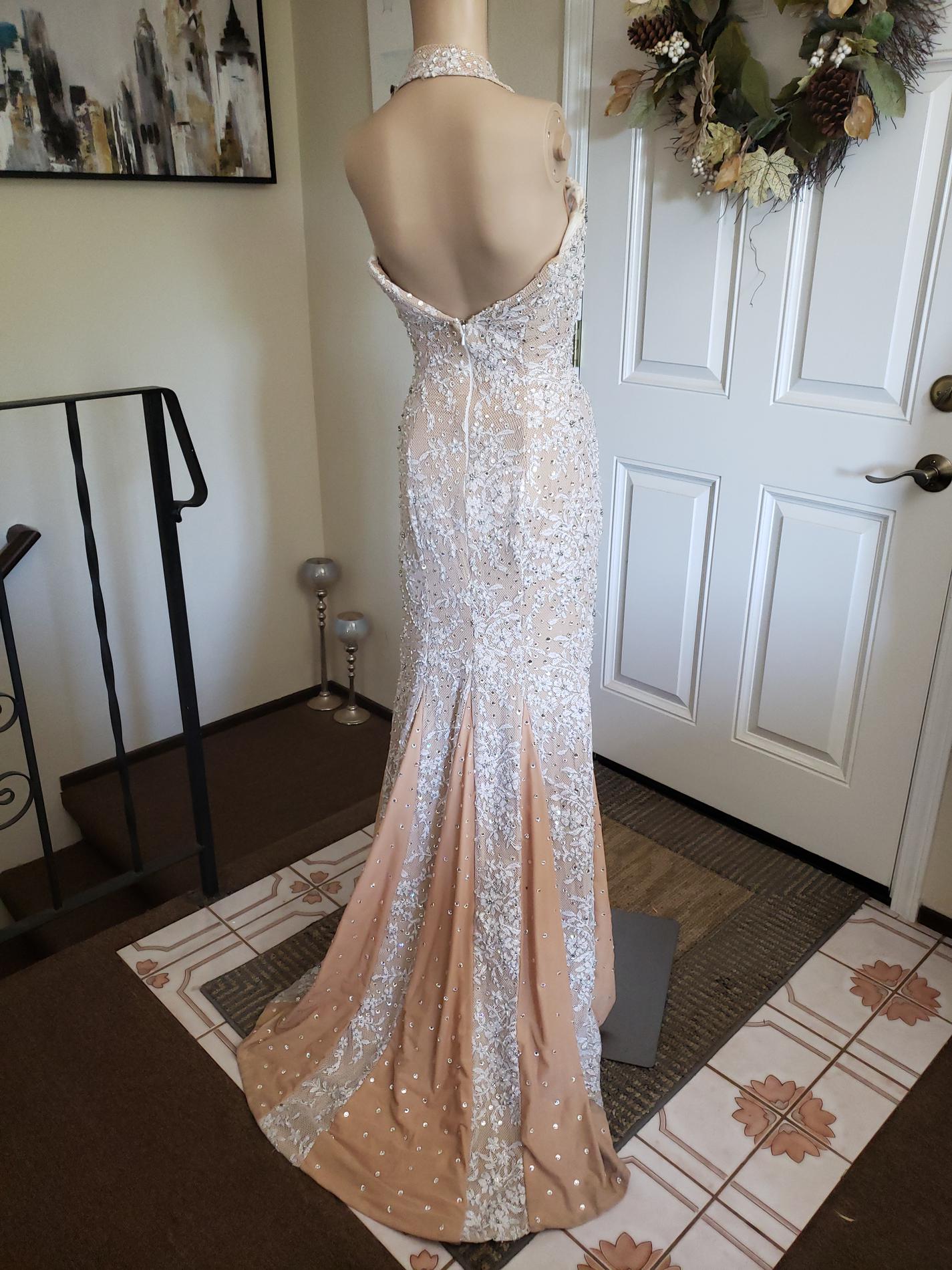 Size 0 Wedding Halter Nude Side Slit Dress on Queenly