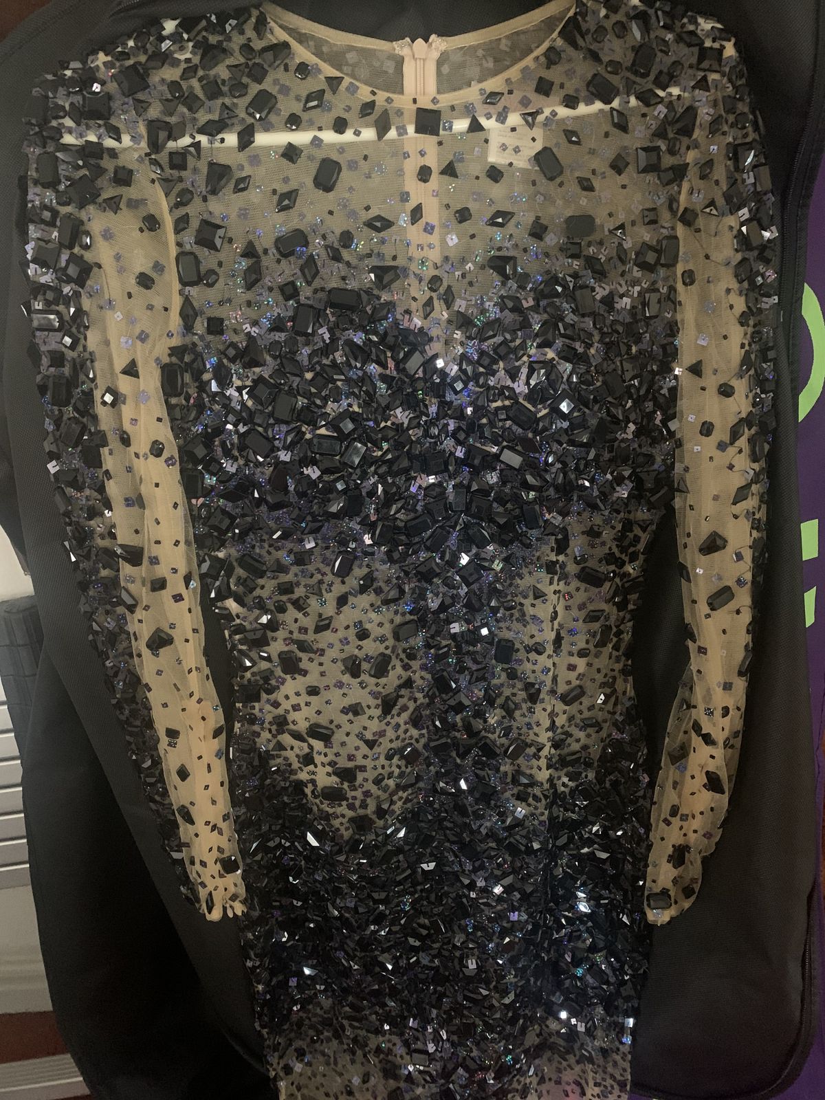 Size 10 Homecoming Long Sleeve Sequined Black Cocktail Dress on Queenly