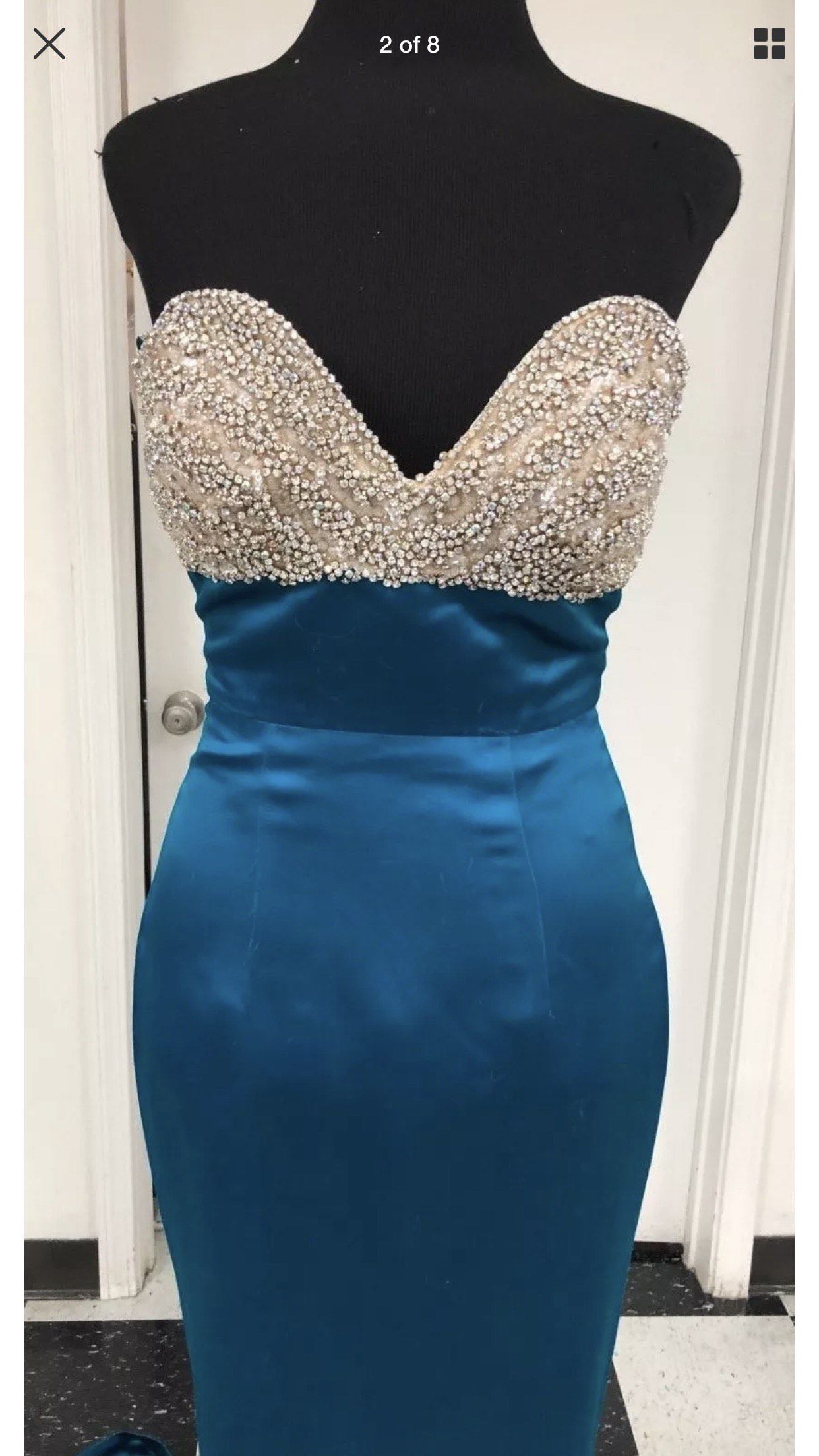 Sherri Hill Size 2 Prom Strapless Satin Royal Blue Mermaid Dress on Queenly