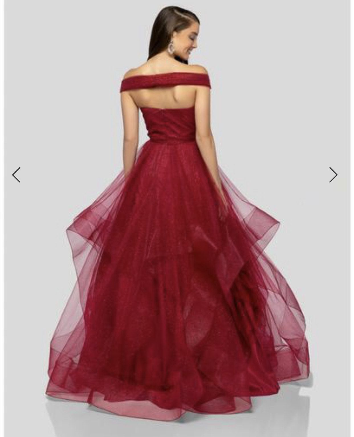 Terani Couture Size 2 Prom Off The Shoulder Burgundy Red Ball Gown on Queenly
