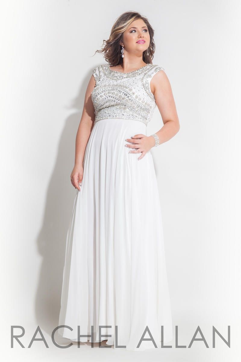 Style 7413 Rachel Allan Plus Size 16 Wedding Sequined White A-line Dress on Queenly