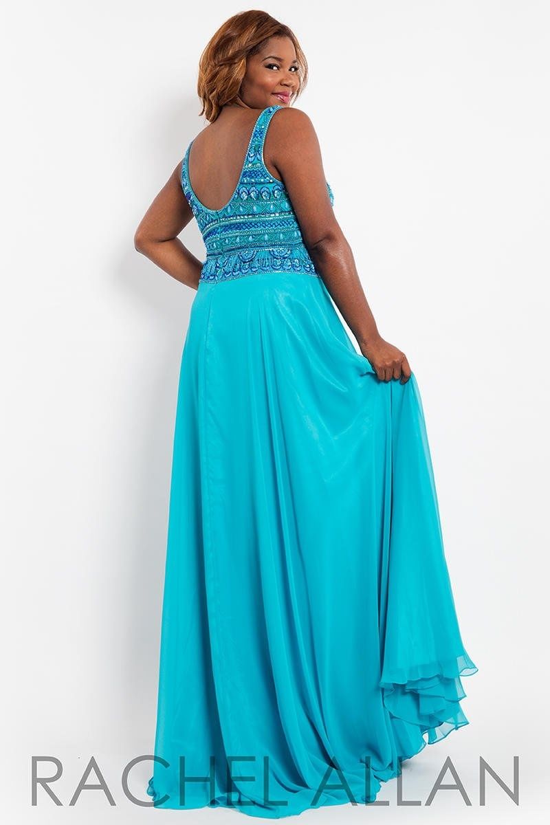 Style 7804 Rachel Allan Plus Size 20 Prom Sequined Turquoise Blue A-line Dress on Queenly