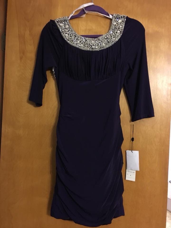 Sherri Hill Size 4 Long Sleeve Purple Cocktail Dress on Queenly