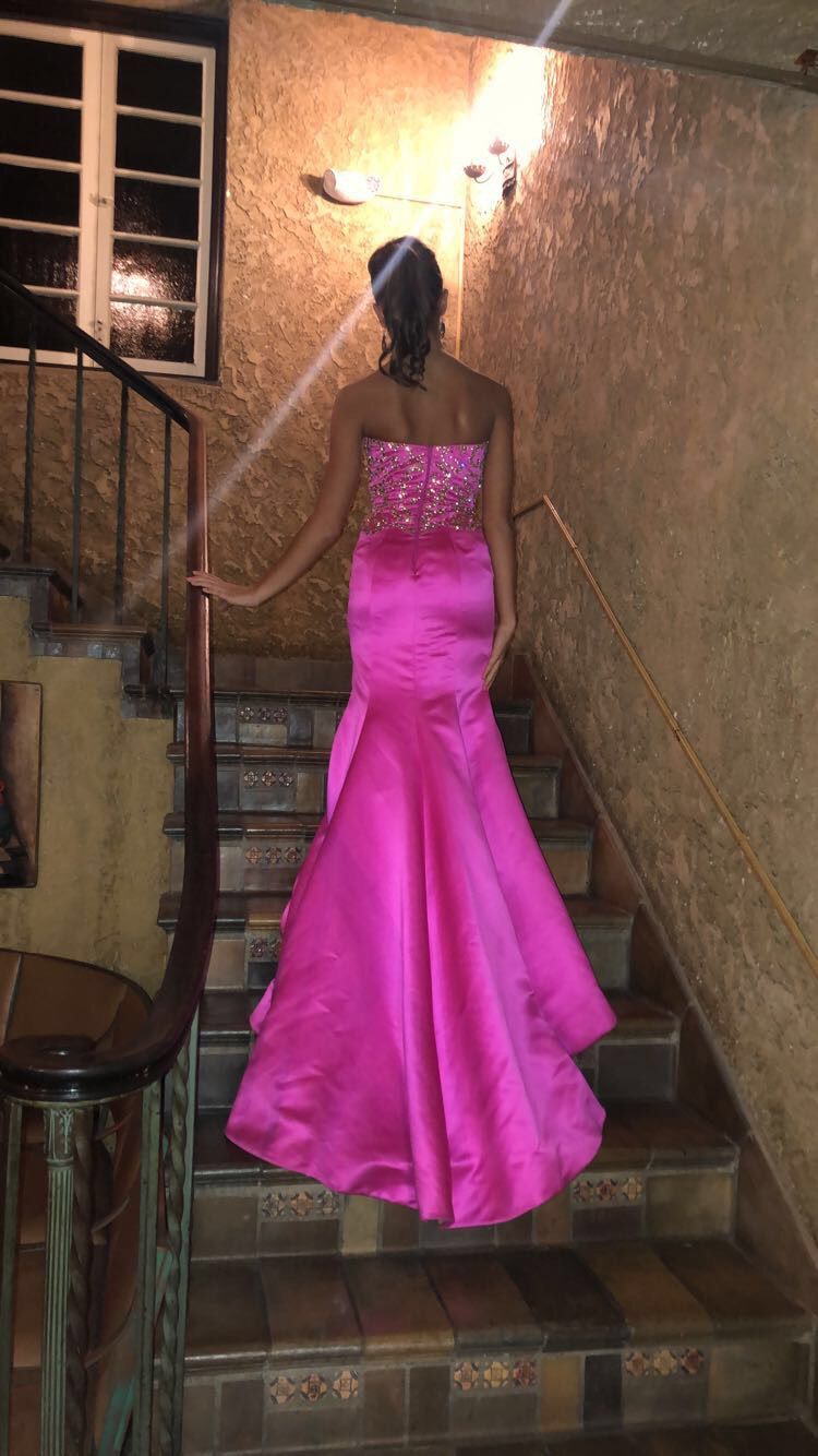 Sherri Hill Size 0 Prom Strapless Hot Pink Mermaid Dress on Queenly
