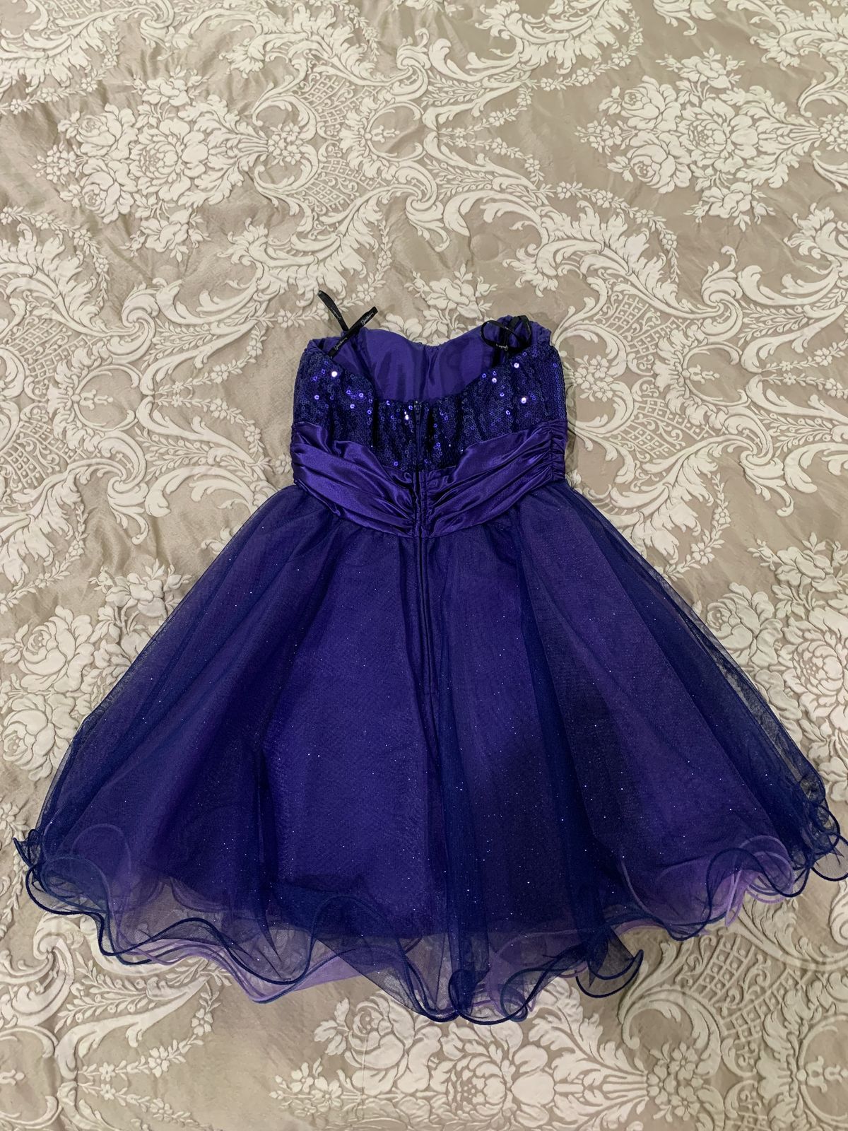 Size 4 Strapless Purple A-line Dress on Queenly