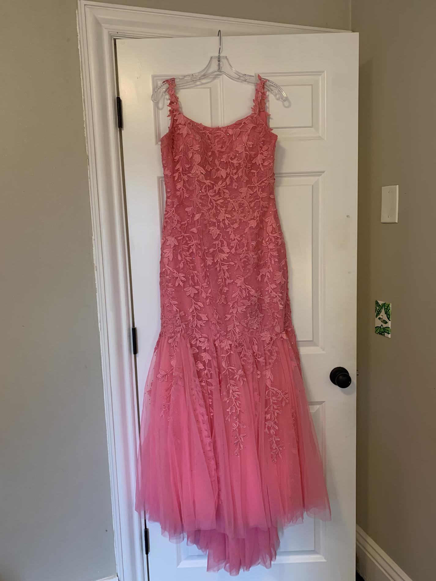 Sherri Hill Size 12 Prom Cap Sleeve Lace Light Pink Mermaid Dress on Queenly