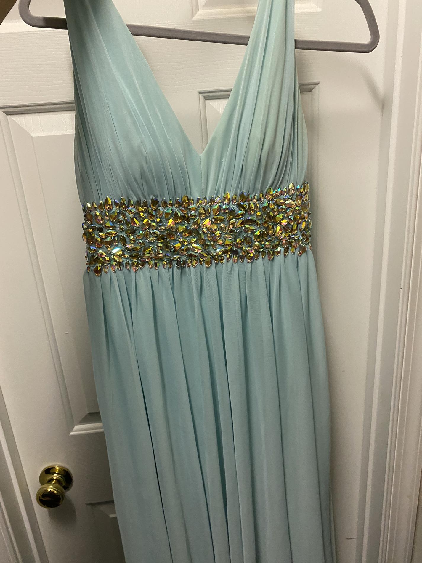 Size 8 Bridesmaid Long Sleeve Blue Floor Length Maxi on Queenly