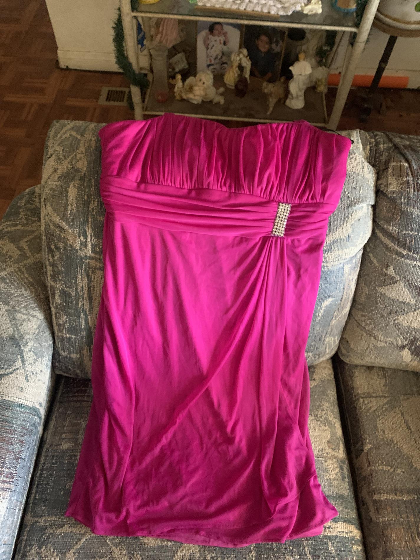 Plus Size 16 Strapless Hot Pink Cocktail Dress on Queenly
