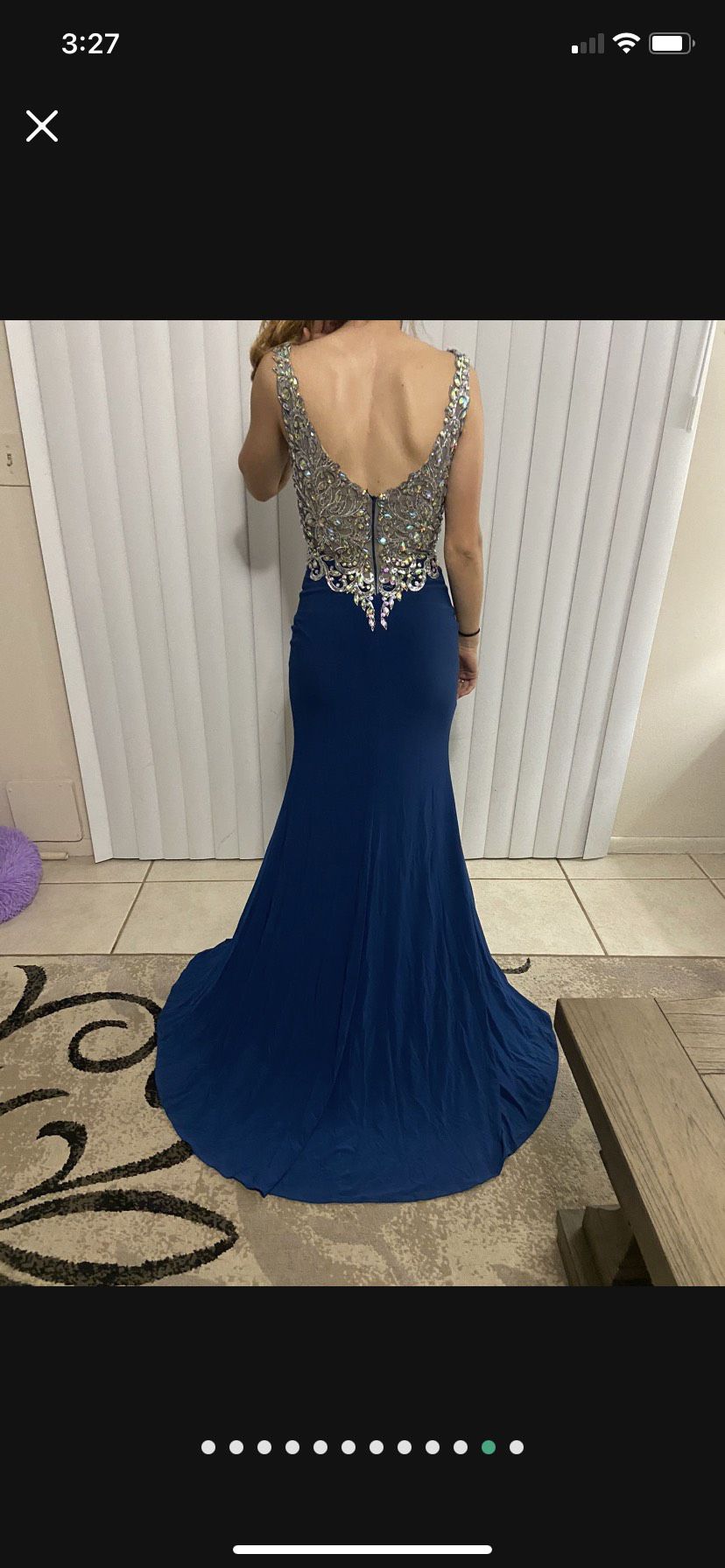Size 0 Prom Plunge Navy Blue Mermaid Dress on Queenly