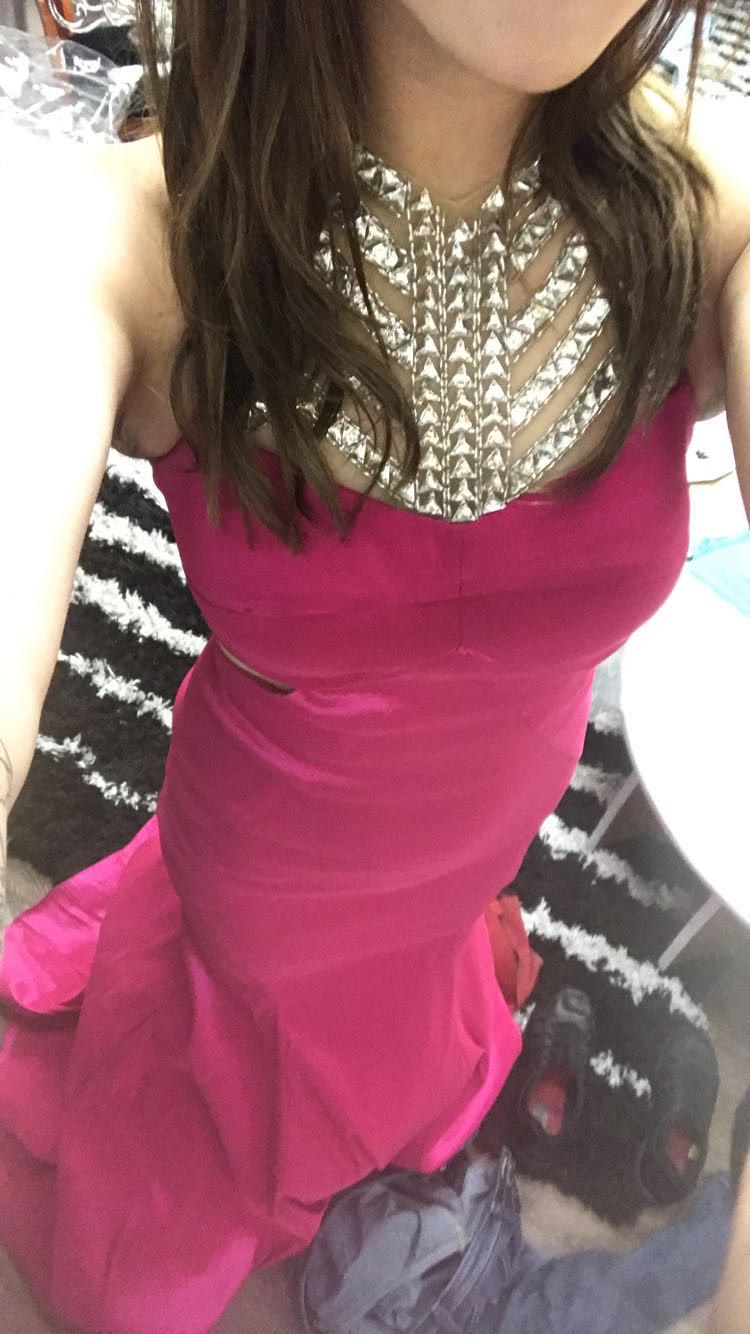 Size 6 Prom Sequined Hot Pink Mermaid Dress on Queenly