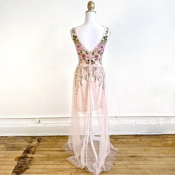 Aidan Mattox Size 2 Wedding Guest Lace Pink Floor Length Maxi on Queenly