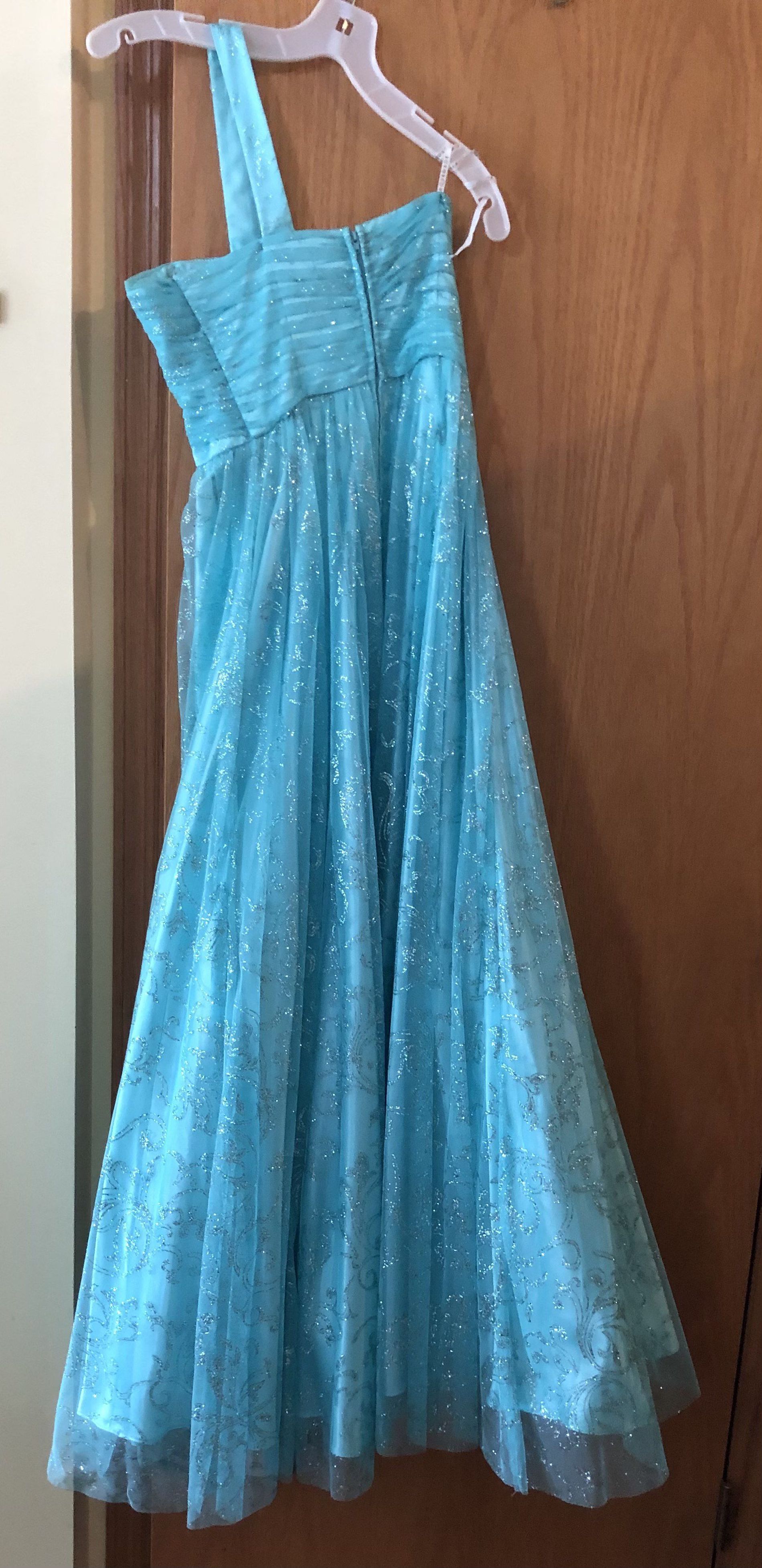 Masquerade Size 2 One Shoulder Sequined Blue Ball Gown on Queenly