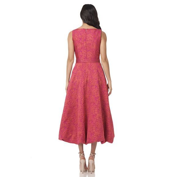 Style Juliet Kay Unger Size 4 Bridesmaid Floral Coral A-line Dress on Queenly