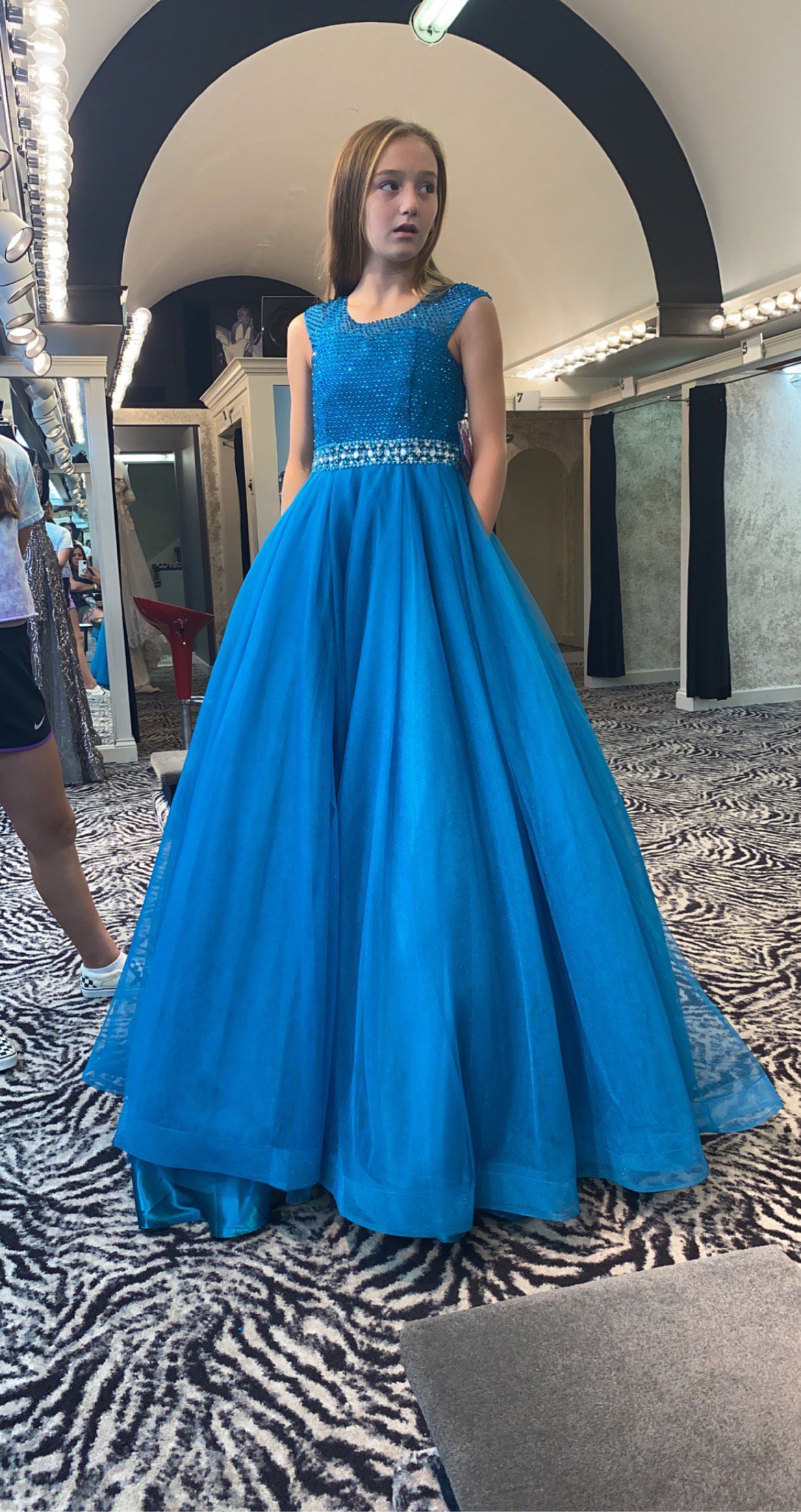 Youth size 12 Girls Size 12 Pageant Blue Ball Gown on Queenly