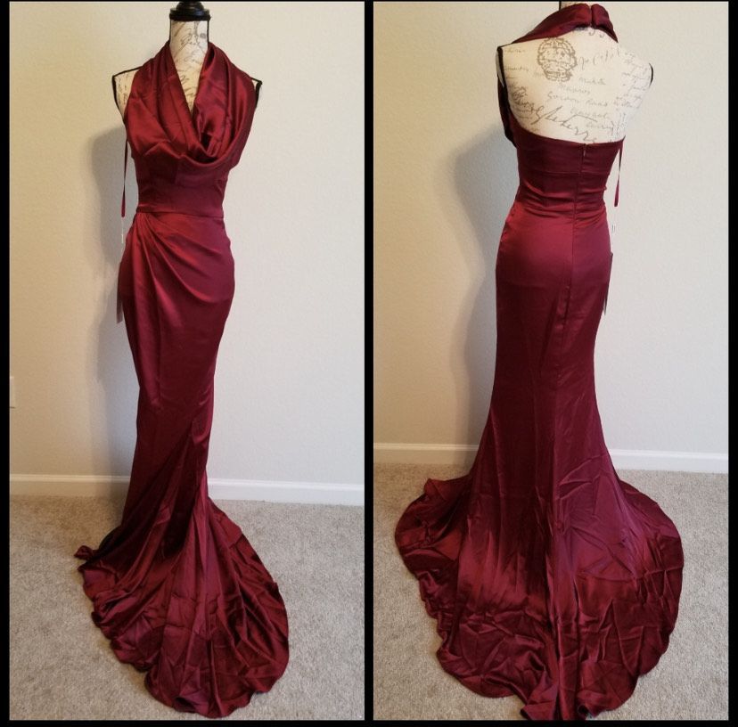 Portia and Scarlett Size 2 Satin Red Mermaid Dress on Queenly
