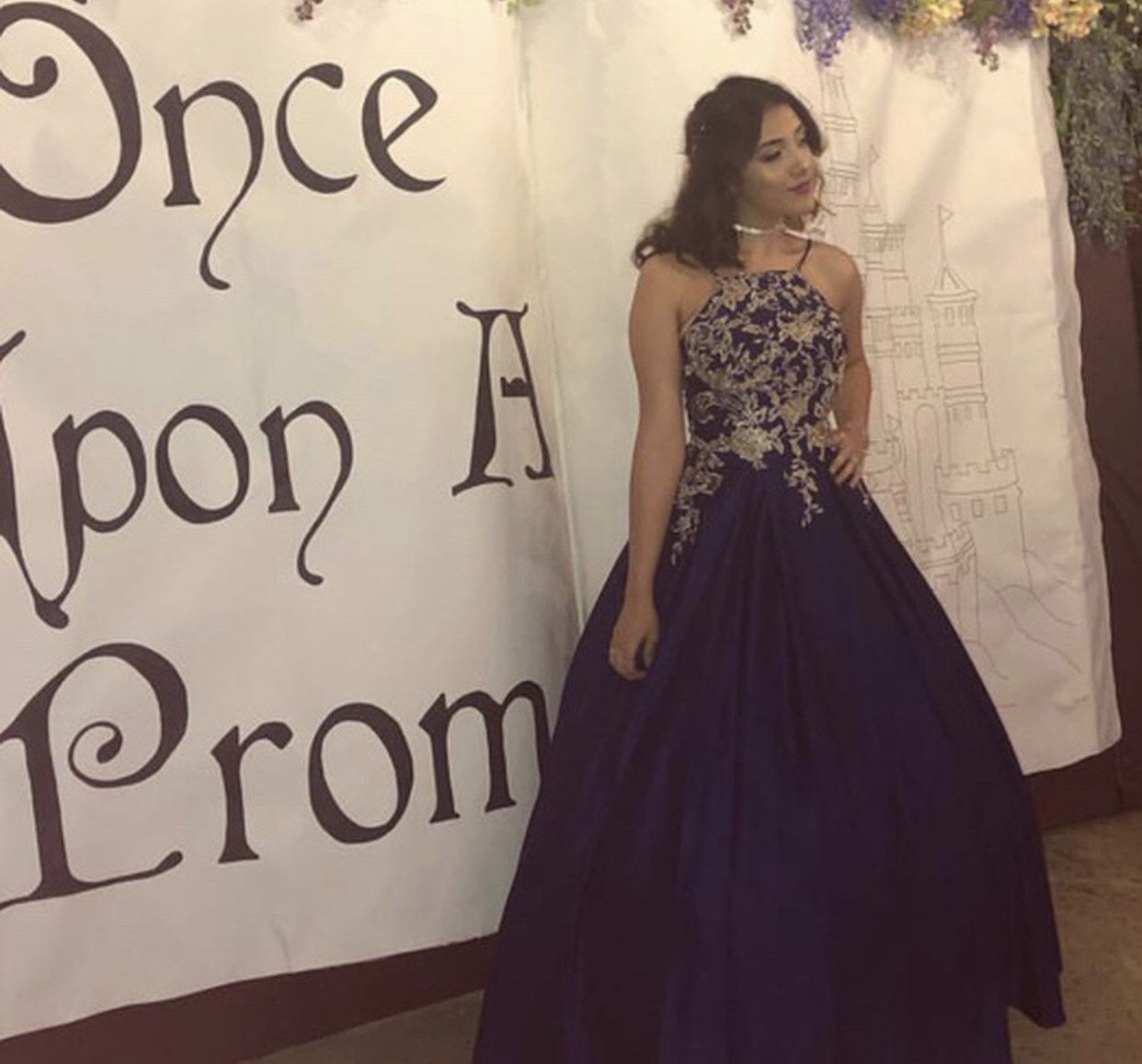 Windsor Size 4 Prom Halter Satin Royal Blue Ball Gown on Queenly