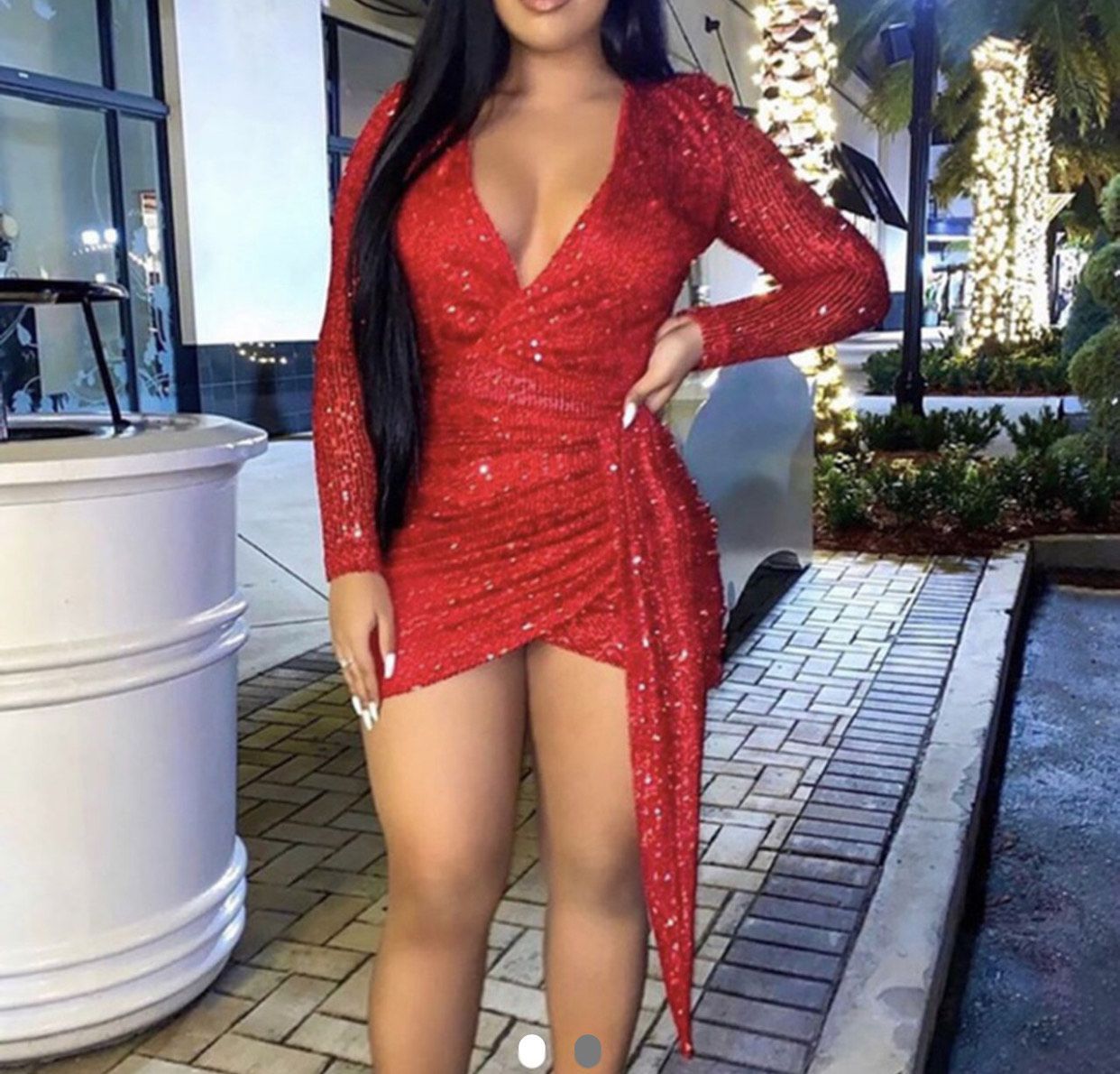Size 8 Plunge Red Side Slit Dress on Queenly