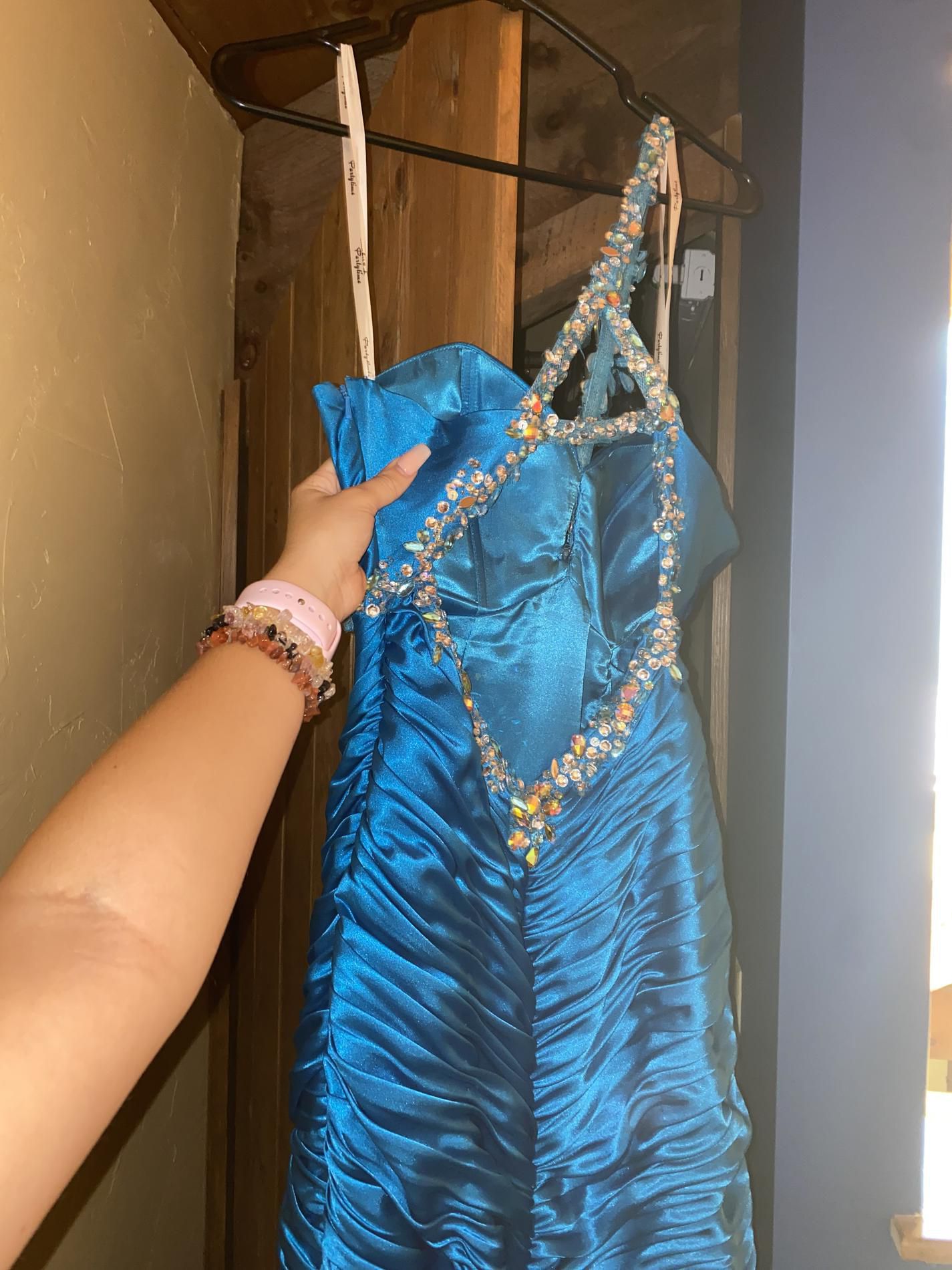Size 10 Prom Satin Blue Mermaid Dress on Queenly