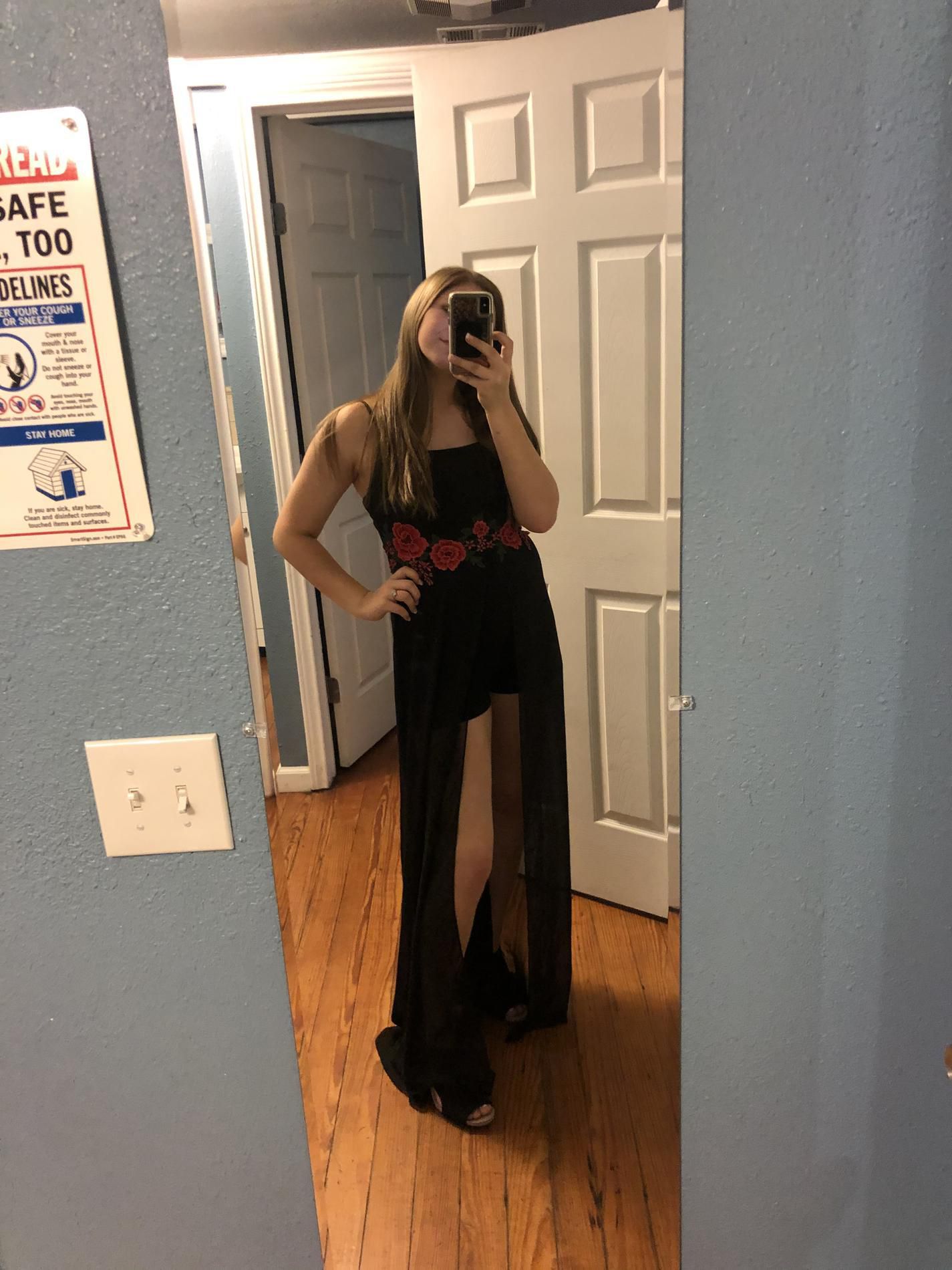 Size 8 Homecoming Sheer Black Formal Jumpsuit on Queenly