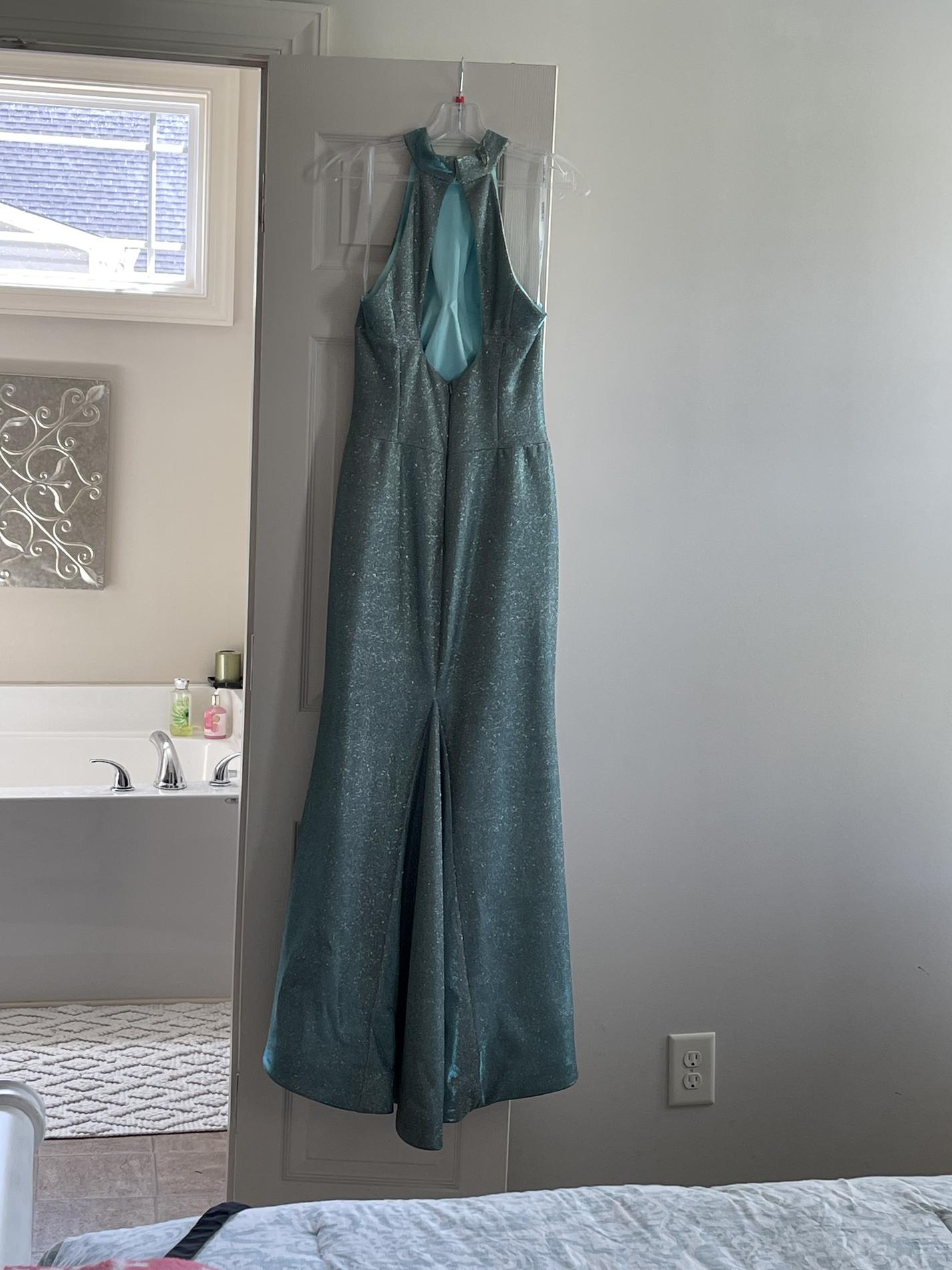 Sherri Hill Size 6 Prom Halter Light Blue Mermaid Dress on Queenly