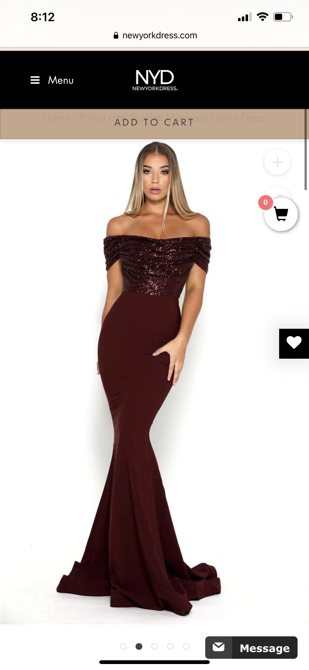 Size 0 Bridesmaid Off The Shoulder Burgundy Red Mermaid Dress on Queenly