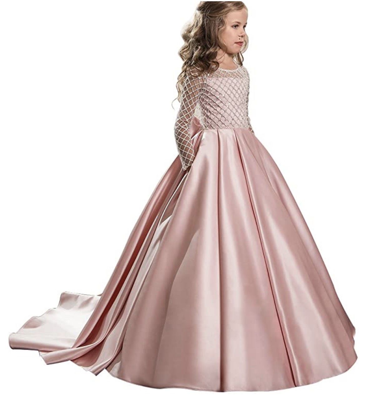 Girls Size 10 Pageant Light Pink Ball Gown on Queenly