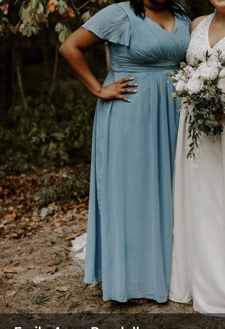 Plus Size 16 Bridesmaid Blue Floor Length Maxi on Queenly