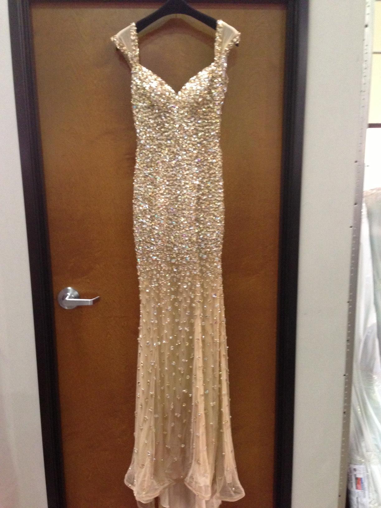Sherri Hill Size 6 Prom Cap Sleeve Sequined Gold Floor Length Maxi on Queenly