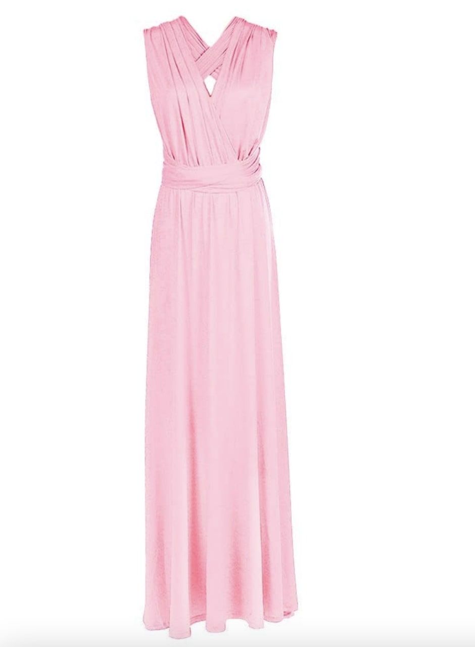 Style B073CGBPLG IWEMEK Size 0 Bridesmaid Light Pink Floor Length Maxi on Queenly