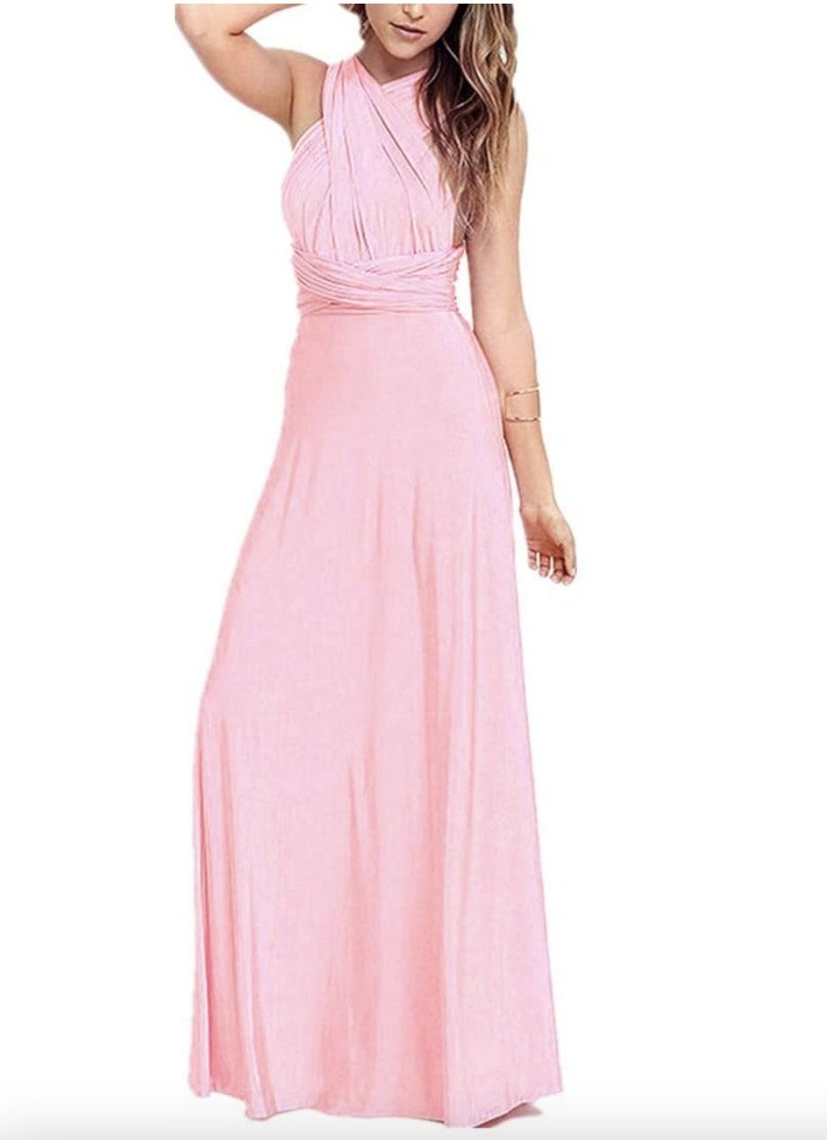 Style B073CGBPLG IWEMEK Size 12 Bridesmaid Light Pink Floor Length Maxi on Queenly