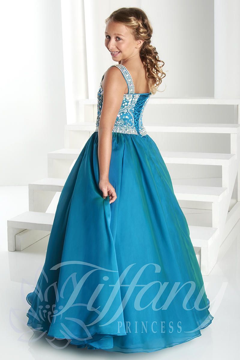 Style 13418 Tiffany Designs Girls Size 14 Blue Ball Gown on Queenly