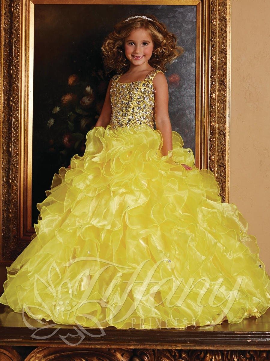 Style 13381 Tiffany Designs Girls Size 2 Yellow Ball Gown on Queenly