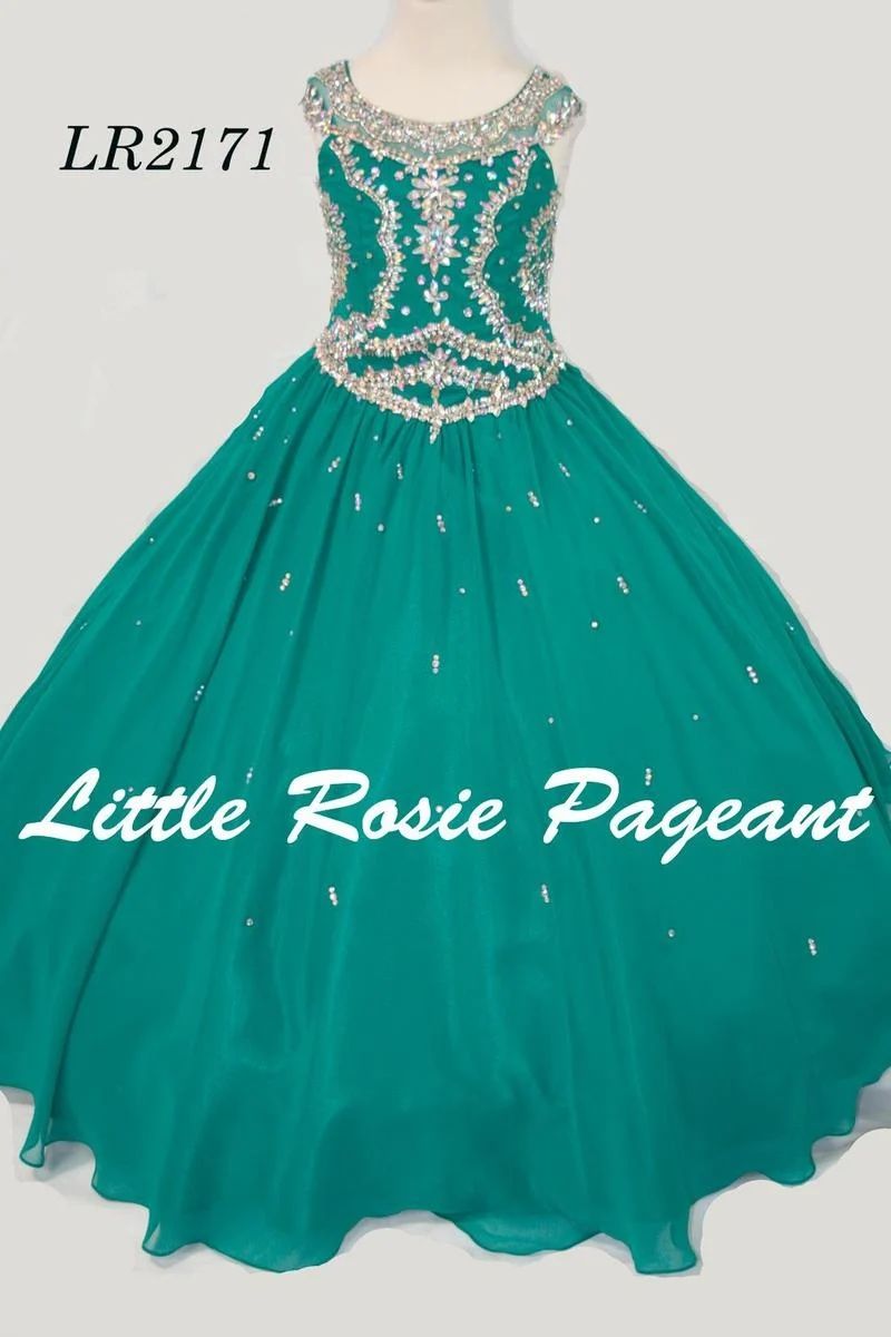 Style LR2171 Little Rosie Girls Size 6 Pageant Light Green Ball Gown on Queenly