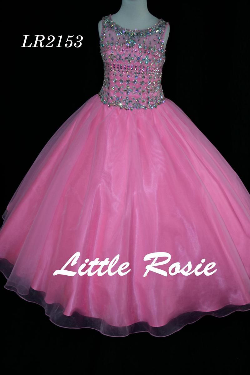Style LR2153 Little Rosie Girls Size 6 Pageant Sequined Light Pink Ball Gown on Queenly
