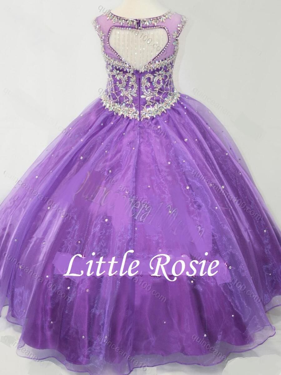 Style LR2101 Little Rosie Girls Size 4 Pageant Purple Ball Gown on Queenly