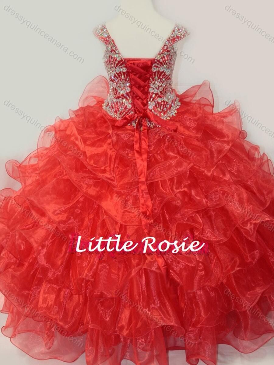 Style LR2111 Little Rosie Girls Size 14 Prom Red Ball Gown on Queenly