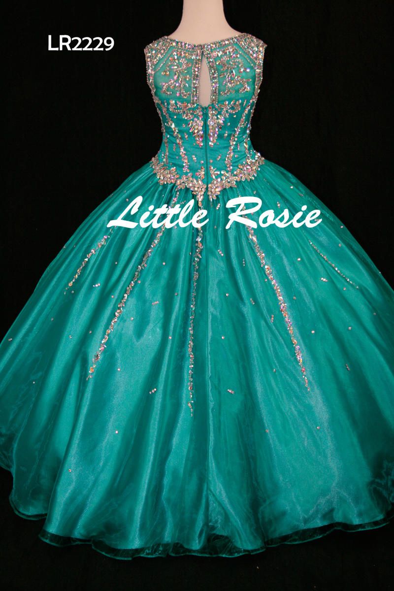 Style LR2229 Little Rosie Girls Size 10 Pageant Green Ball Gown on Queenly