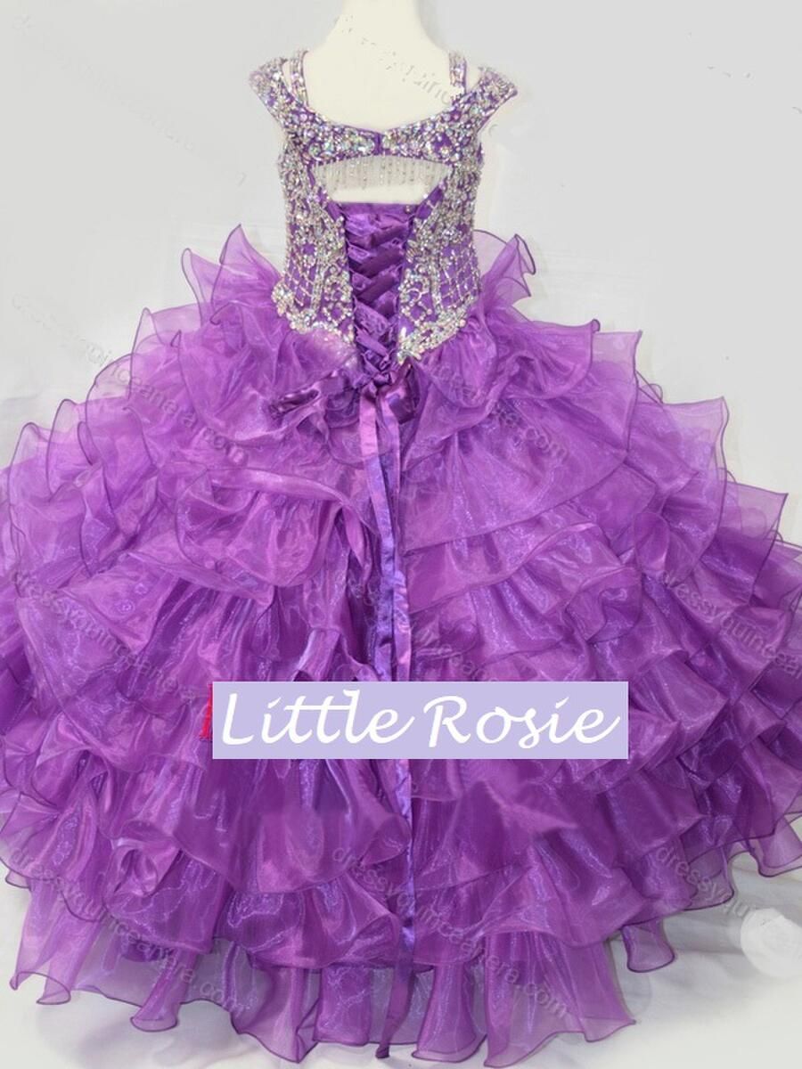 Style LR2116 Little Rosie Girls Size 12 Prom Purple Ball Gown on Queenly